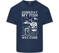 Il Mio Pesce Will Come Divertente Pesca Pescatore Uomo Cotone T-Shirt