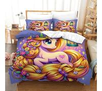 Il mio piccolo pony 3 Pezzi 3D Stampa Digitale Rainbow Unicorn Copripiumino Set Copripiumino Microfibra Morbido E Federe Set Di Biancheria Da Letto Con Cerniera Per Bambini Double(200x200cm)