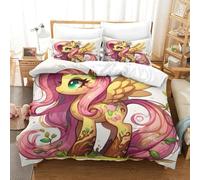 Il mio piccolo pony 3 Pezzi 3D Stampa Digitale Rainbow Unicorn Copripiumino Set Copripiumino Set Di Biancheria Da Letto Con Cerniera E Federe Microfibra Morbido Per Bambini Double(200x200cm)