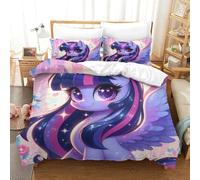 Il mio piccolo pony 3 Pezzi 3D Stampa Digitale Rainbow Unicorn Set Copripiumino Copripiumino Set Di Biancheria Da Letto Con Cerniera E Federe Microfibra Morbido Per Bambini Single(140x200cm)