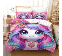Il mio piccolo pony 3D Stampa Digitale Rainbow Unicorn Copripiumino 3 Pezzi Set Copripiumino Set Di Biancheria Da Letto Con Cerniera Microfibra Morbido E Federe Per Bambini Single(140x200cm)