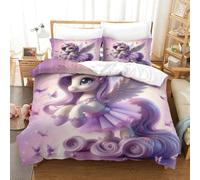 Il mio piccolo pony 3D Stampa Digitale Rainbow Unicorn Set Copripiumino Copripiumino 3 Pezzi E Federe Set Di Biancheria Da Letto Con Cerniera Microfibra Morbido Per Bambini Double(200x200cm)