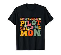 Il Mio Pilota Preferito Mi Chiama Mamma Funny Groovy Festa della Mamma Maglietta