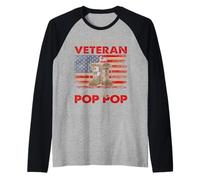 Il mio pop pop è il mio veterano preferito Bandiera degli Stati Uniti Veterans Day Maglia con Maniche Raglan