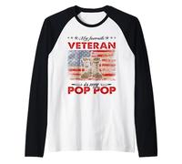 Il mio pop pop è il mio veterano preferito Bandiera degli Stati Uniti Veterans Day Maglia con Maniche Raglan