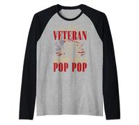 Il mio pop pop è il mio veterano preferito Bandiera degli Stati Uniti Veterans Day Maglia con Maniche Raglan