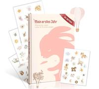 Il mio primo anno album e diario per neonati, 28,5 x 21 cm, libro dei ricordi con allegro design a mongolfiera, regalo per nascita, battesimo e baby shower