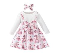 Il mio primo giorno di Pasqua Abiti per bambine Neonate con volant Maniche lunghe Tutù Gonne Modello coniglietto Tulle Abito da principessa Completo autunnale Rosa a maniche lunghe 6-9 mesi