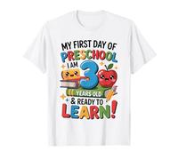 Il Mio Primo Giorno di Scuola Materna Ho 3 Anni & Pronto per Imparare Maglietta