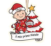 ''Il mio primo Natale'' Decorazione Natalizia 2025 in Plexiglass Pallina Personalizzata con Disegno e nome foto Idea regalo Natale sfera natalizia 2025