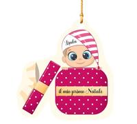 ''Il mio primo Natale'' Decorazione Natalizia 2025 in Plexiglass Pallina Personalizzata con Disegno e nome foto Idea regalo Natale sfera natalizia