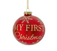 Il Mio Primo Natale Vetro Gingillo 80mm Decorazione Albero - Rosso