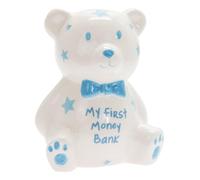Il Mio Primo Salvadanaio Mini Orsacchiotto Soldi Scatola Bianco Con Blu Stars