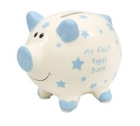 ' il Mio Primo Salvadanaio' Soldi Scatola Bianco Con Stars 12cm - Blu