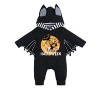 Il mio primo vestito di Halloween per neonati, ragazzi e ragazze, zucca cosplay, vestiti per bambini, felpa con cappuccio, tuta da gioco, tuta (Black3, 0-3 mesi)