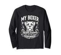 Il Mio Pugile Fa Amicizia Ovunque - Boxer Dog Maglia a Manica