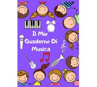 Il mio quaderno di musica pentagrammato: per bambini, formato grande, 6 pentagrammi per pagina con pentagramma grande