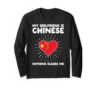 Il Mio Ragazza è Cinese Nulla Spaventa Me - Cina Cuore Maglia a Manica