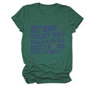 Il mio ragazzo potrebbe non oscillare sempre, ma io guardo che la maglietta con motivo grafico per donne per la festa della mamma, pantaloni con glitter da donna, verde, L
