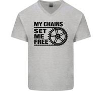 Il Mio Set Di Catene Mi Libera Maglietta In Cotone A V-Collo Per Uomo Ciclista