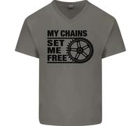 Il Mio Set Di Catene Mi Libera Maglietta In Cotone A V-Collo Per Uomo Ciclista