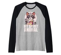 Il Mio Spirito Animale Divertente Procione Mangiare Junk Food Meme Maglia con Maniche Raglan