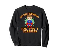 Il Mio Supereroe HA Il DIABETE di Tipo 1 T1D Ragazzo dai Capelli Castani Meme Felpa