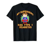Il Mio Supereroe HA Il DIABETE di Tipo 1 T1D Ragazzo dai Capelli Castani Meme Maglietta