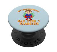 IL MIO SUPEREROE HA IL DIABETE DI TIPO 1 T1D Ragazzo Dai Capelli Castani Meme PopSockets PopGrip Adesivo