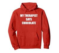 Il Mio terapeuta Dice Cioccolato Felpa con Cappuccio, Unisex per Adulti, Rosso, XXL