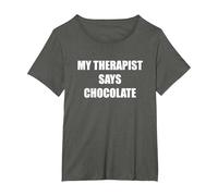 Il Mio terapeuta Dice Cioccolato Maglietta, Donna Plus-Size, Asfalto, 5X