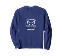 Il Mio terapeuta ha Baffi - Amante dei Gatti Salute mentale Felpa, Unisex per Adulti, Navy, XXL