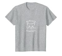 Il Mio terapeuta ha Baffi - Amante dei Gatti Salute mentale Maglietta, Bambini, Grigio Melange, 12 Anni