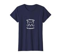 Il Mio terapeuta ha Baffi - Amante dei Gatti Salute mentale Maglietta, Donna, Navy, L