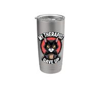 Il mio terapeuta ha rinunciato all'ufficio nero Grumpy Kitty caffè gatto Bicchiere termico in acciaio inox doppia parete