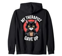 Il Mio terapeuta ha rinunciato all'ufficio Nero Grumpy Kitty caffè Gatto Felpa con Cappuccio