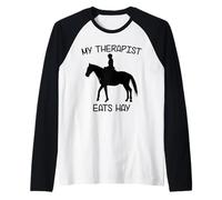 Il Mio terapeuta Mangia Fieno | Funny Horses Maglia con Maniche Raglan