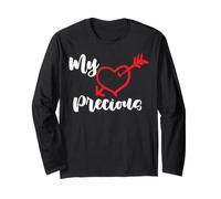 Il Mio Tesoro Cuore con Freccia E Testo Romantico Maglia a Manica