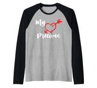 Il Mio Tesoro Cuore con Freccia E Testo Romantico Maglia con Maniche Raglan
