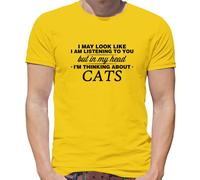 Il Mio Testa I'M Thinking About Gatti - T-Shirt - Animali Proprietario Love