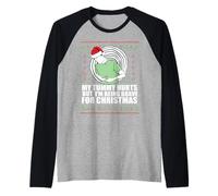 Il Mio Tummy Male MA Sono Coraggioso per Natale Brutto Babbo Natale Meme Maglia con Maniche Raglan