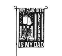 Il mio veterano preferito è mio padre - Stivali militari e piastrine per cani, bandiera da giardino bifacciale, piccole bandiere per cortile, adatte per esterni o per decorazioni da giardino, patio, 1