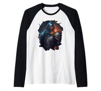 Il Mistico Cavaliere nel Mondo Fantastico con Il Fuoco Maglia con Maniche Raglan