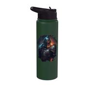 Il mistico cavaliere nel mondo fantastico con il fuoco Stainless Steel Insulated Water Bottle
