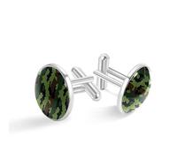 Il modello militare verde scuro del camuffamento ha personalizzato i gemelli d'argento per la camicia dello smoking, 20mm*20mm, Acciaio inossidabile, Quarzo creato
