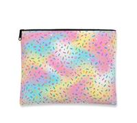 Il modello variopinto spruzza la borsa di trucco fantasiosa 7x9 pollici | Colori pastello arcobaleno, borsa per cosmetici, fantasiose forme a forma di cuore e stella, custodia compatta con cerniera