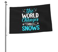 Il Mondo Cambia Quando Nevica Bandiere Di Benvenuto Durevole Bandiera Da Cortile Con 2 Occhielli Bandiere Da Giardino Per Patio Interni Esterni 90X150 Cm