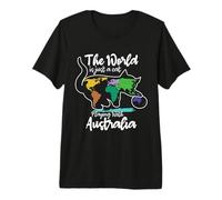 Il Mondo è Solo Un Gatto Che Gioca con l'Australia Straya Maglietta Premium