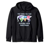 Il Mondo è Un Gatto Che Gioca con l'Australia Felpa con Cappuccio