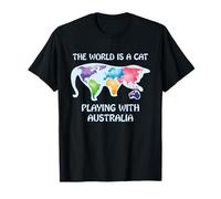 Il mondo è un gatto che gioca con l'Australia Maglietta